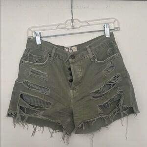 We the Free Distressed Olive Green Women's Shorts